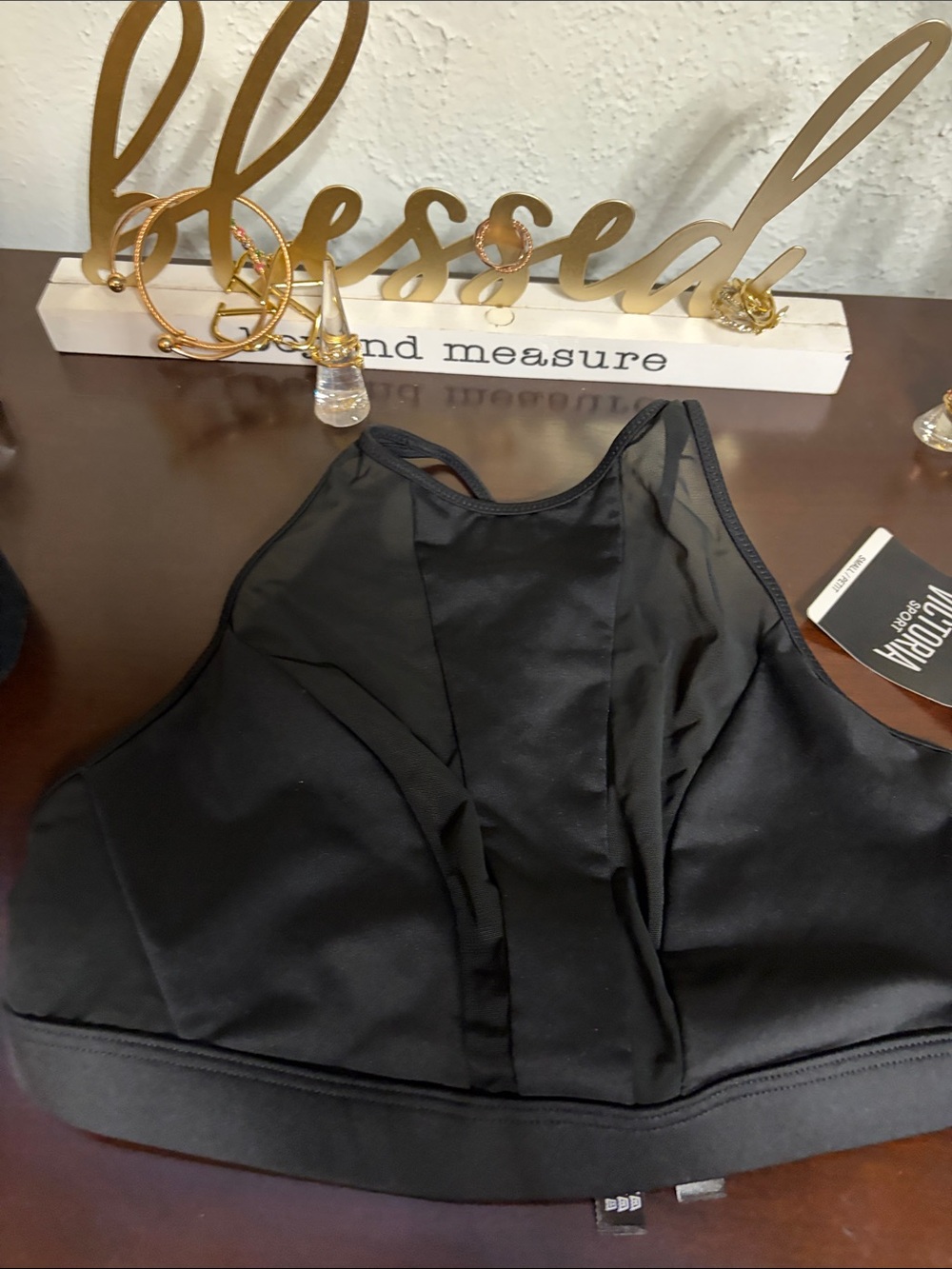 Black High Neck Bralette - Women sport bra / black size small